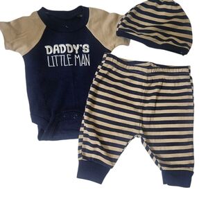 Striped Navy and Tan Kids Outfit Set